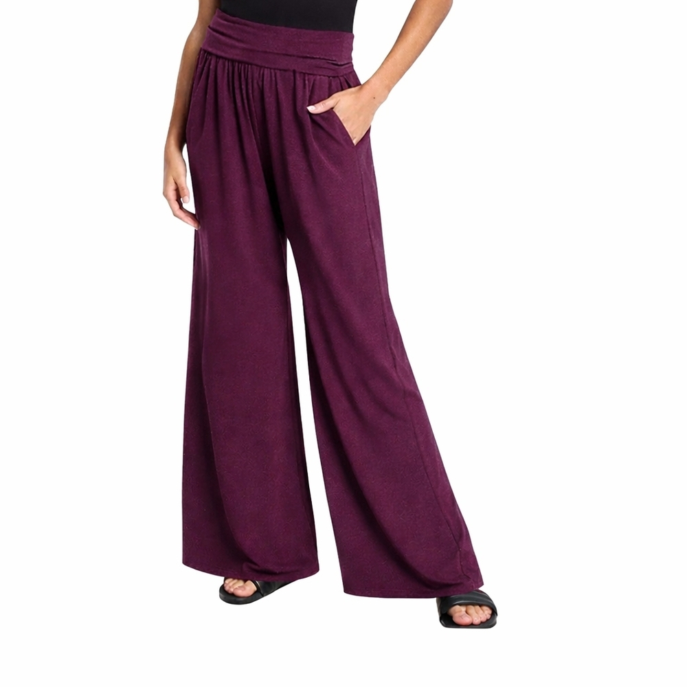 Athleta Studio Wide Leg Soft Knit Harem Pants Sz XL Burgundy